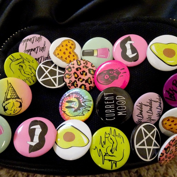 Current Mood Black Vegan Leather Punk Emoji Pin Goth Backpack:) - Picture 8 of 8